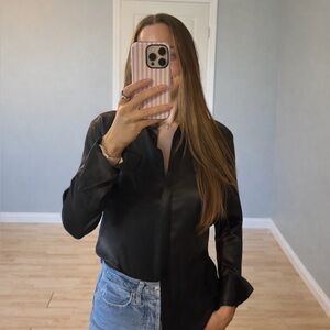Zara Charcoal Satin Blouse